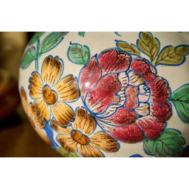 Ceramic Vase with Flower Decor, Gouda, Holland, 1920s For Sale - Image 7 of 12