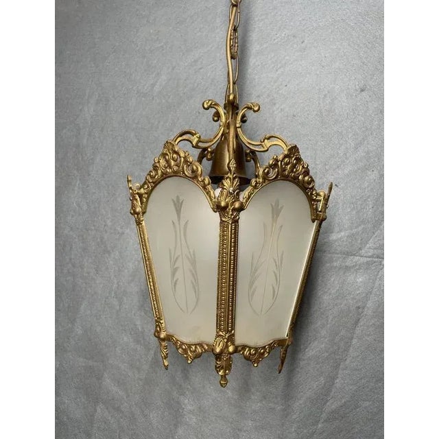 French Lantern in Brass and Glass For Sale - Image 5 of 6