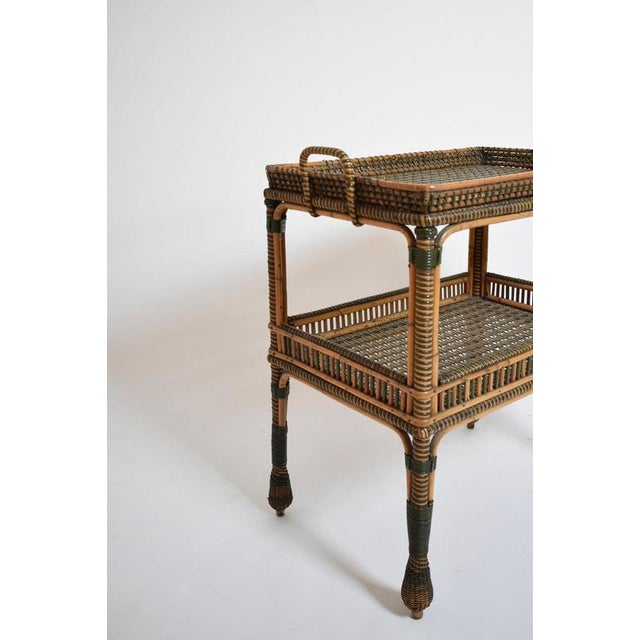 1920s Green and Natural Rattan Side Table, 1920s For Sale - Image 5 of 6
