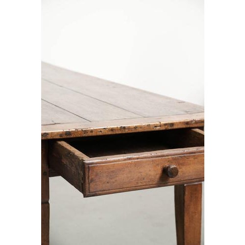 Antique Oak Dining Table with Walnut Top and Drawer For Sale - Image 6 of 14