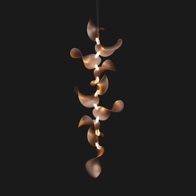 Metal Dune 10 Vertical Cluster Pendant Light with Shades in Copper Metallic Tone by Daniel Becker for Moss Objects For Sale - Image 7 of 9