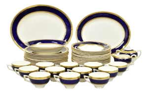 Antique Crown Ducal England Colfax English Regency Cobalt Blue & Gold 41 PCS
