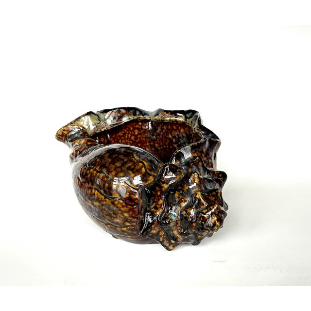 Contemporary Ceramic Pottery Seashell Figurine Planter For Sale - Image 3 of 10