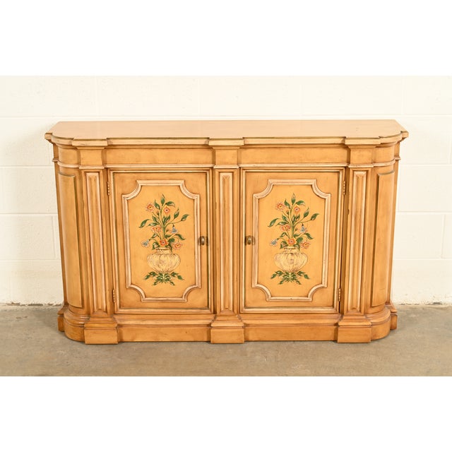 A gorgeous French Regency Louis XVI style console, sideboard, credenza, or bar cabinet By Henredon USA, Late 20th Century...