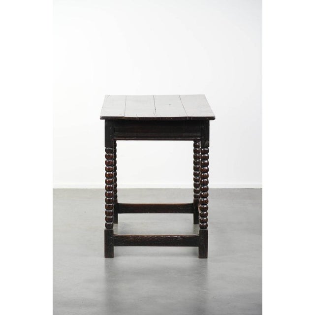 Antique English Oak Side Table with Drawer and Bobbin Turned Legs., 18th Century For Sale - Image 3 of 12