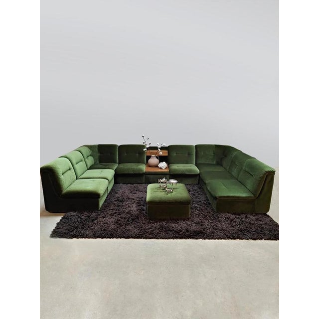 Vintage velvet modular sofa velours modulaire elementen bank ‘Green spirit’ midcentury interior design stying loft living...