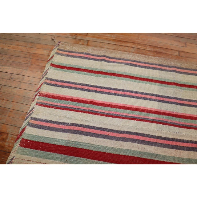 Mid 20th Century Mid 20th Century Abstract Persian Striped Kilim Wide Runner For Sale - Image 5 of 6