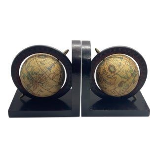 Vintage Globe Bookends- A Pair For Sale
