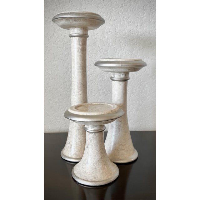 Circa 1970 Jaru Earthenware Column Pedestal-Style Candleholders - Set of 3 For Sale - Image 11 of 14