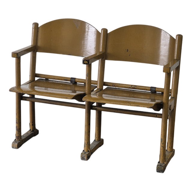 Vintage Wooden Folding Cinema Chairs For Sale