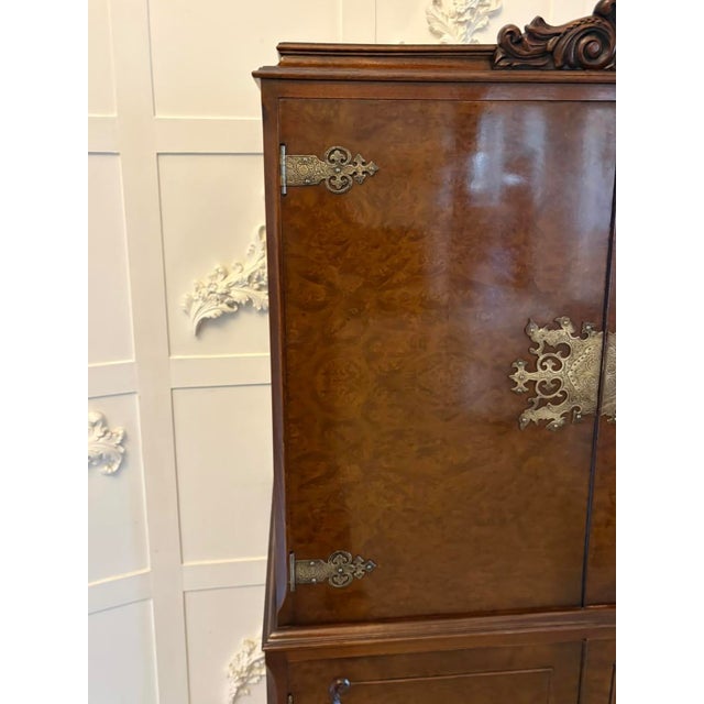 Vintage Burr Walnut Cocktail Drinks Cabinet, 1920 For Sale - Image 10 of 17