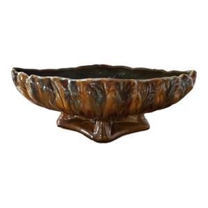 Large 1970s Dryden (Signed) Pottery Ruffled Edge Drip Glaze Centerpiece Bowl