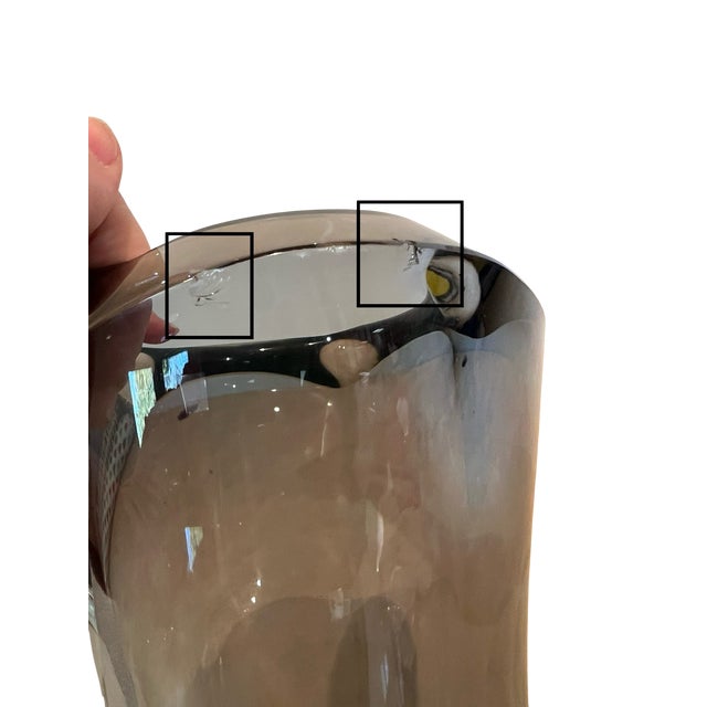 Striking Large Mid Century Modern Smoked Art Glass Vase For Sale - Image 13 of 13
