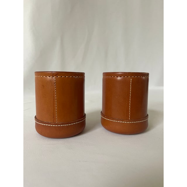Late 20th Century Vintage Pair of Hand Stitched Leather Dice Cups For Sale - Image 5 of 5