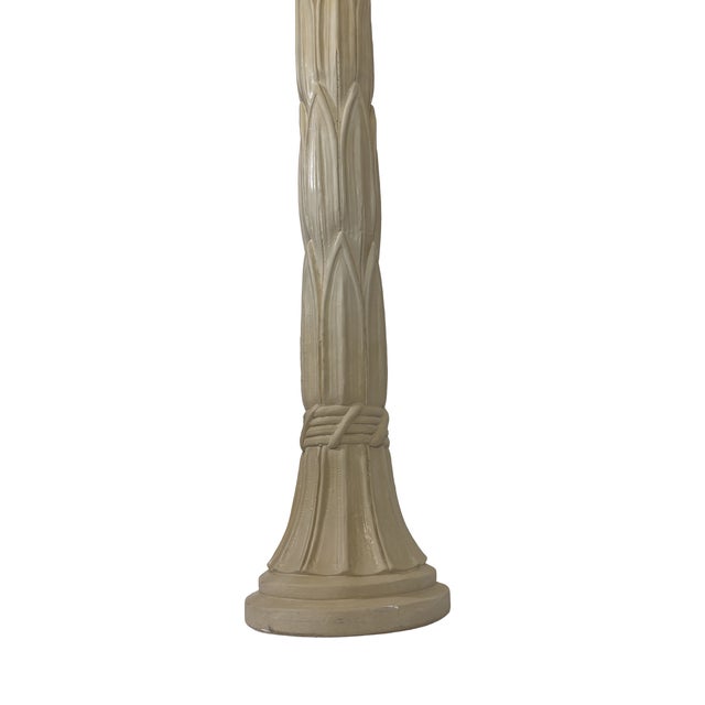 Hollywood Regency 1980s Palm Beach Hollywood Regency Plaster Floor Lamp With Palm Leaf Motif For Sale - Image 3 of 12