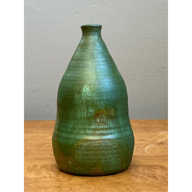 Vintage Green Glazed Studio Pottery Vase For Sale - Image 10 of 18