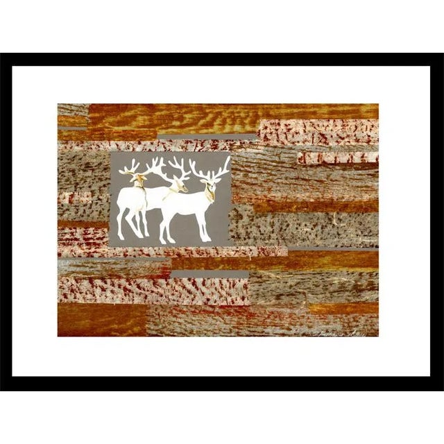 "In the Woods" Contemporary Mixed-Media Woodland Collage by Kathleen Ney, Framed For Sale