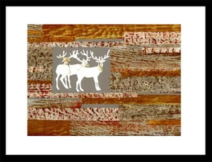 "In the Woods" Contemporary Mixed-Media Woodland Collage by Kathleen Ney, Framed