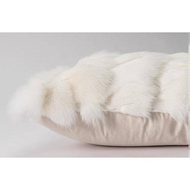 18-Inch Natural Imitation Fox Fur Throw Pillow For Sale - Image 4 of 9