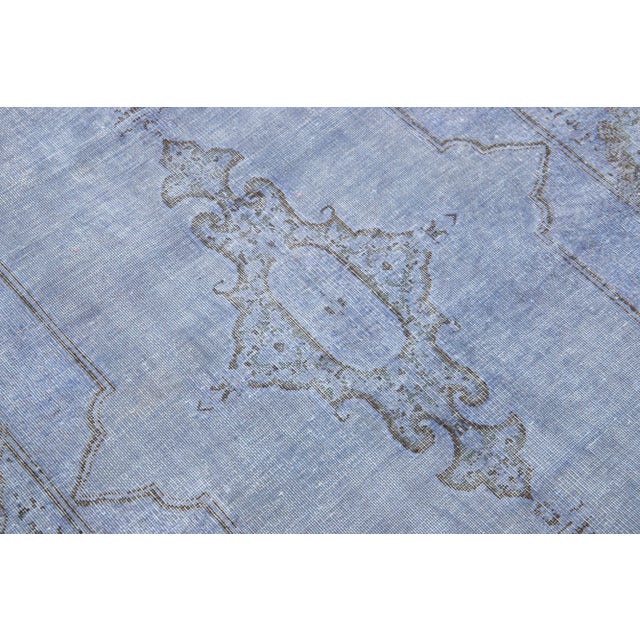 Textile Designed Persian Overdyed Wool Rug in Light Blue For Sale - Image 7 of 9