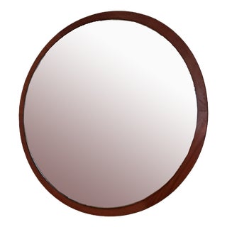 Danish Round Mirror in Teak, 1960 For Sale