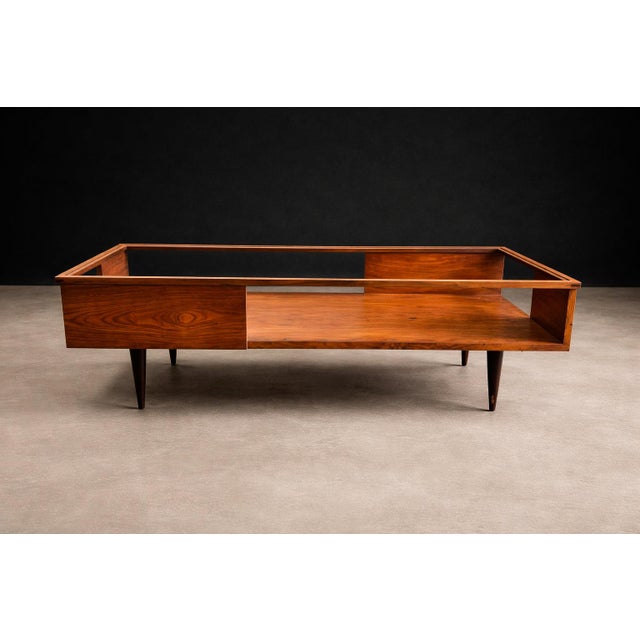 Carlo Hauner Caviuna Wood & Glass Display Coffee Table, Brazil, 1950s For Sale - Image 12 of 15