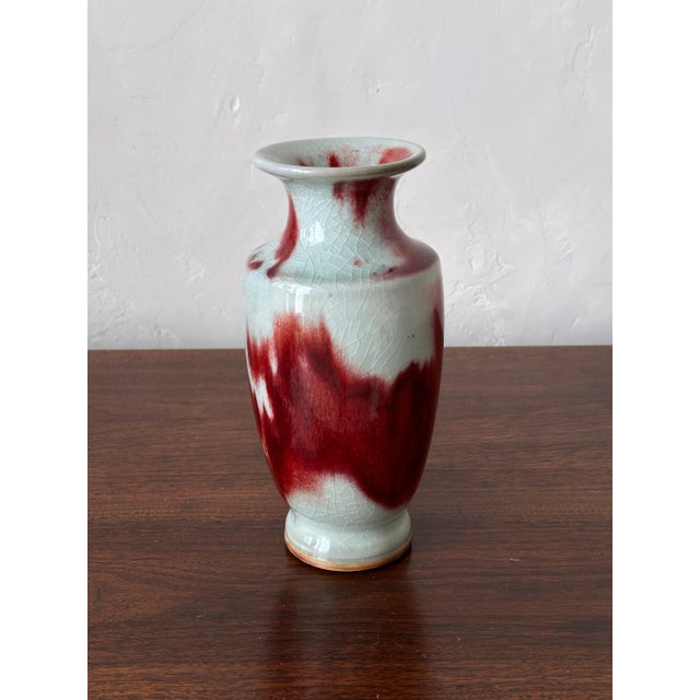 Chinese Vintage Chinese Flambe Glazed Small Vase For Sale - Image 3 of 6