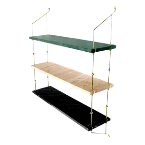Mixed Marble and Brass Morse Shelf by Oxdenmarq