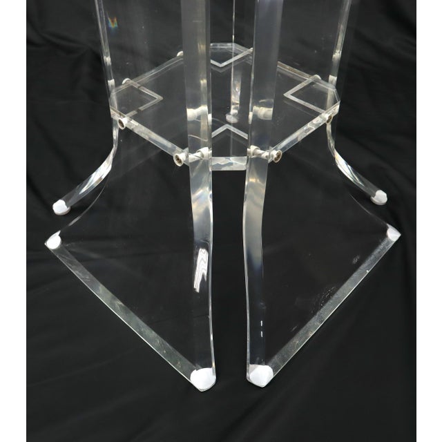 Glass Set of 4 Lucite Dining Chairs Square Dining Table on Single Pedestal Base For Sale - Image 7 of 18