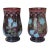 Vintage Hand Painted Purple Glass Hurricanes- A Pair For Sale