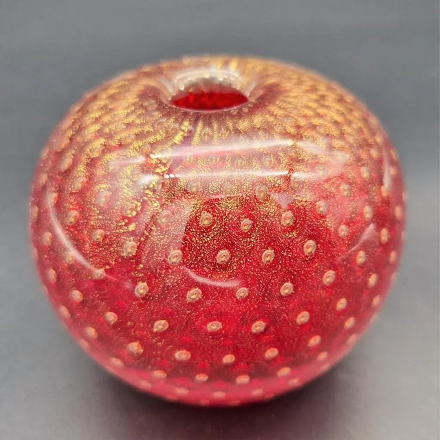 Oral Glass Vases with Gold Shade by Barovier & Toso for Murano, 1950s, Set of 2 For Sale - Image 3 of 9