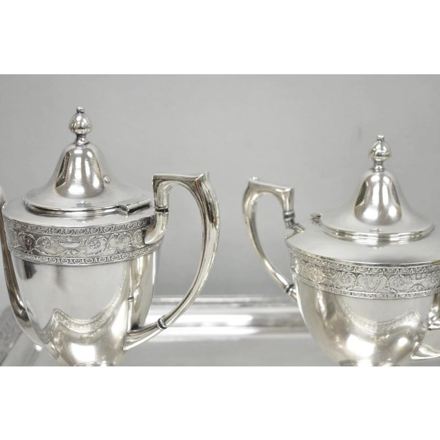Metal Antique Bernard Rices Sons Antique Edwardian Silver Plated Tea Service, 5 Pc Set For Sale - Image 7 of 18