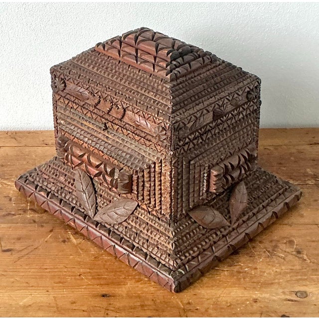 Vintage Boho Monumental Tramp Art Box For Sale In West Palm - Image 6 of 12