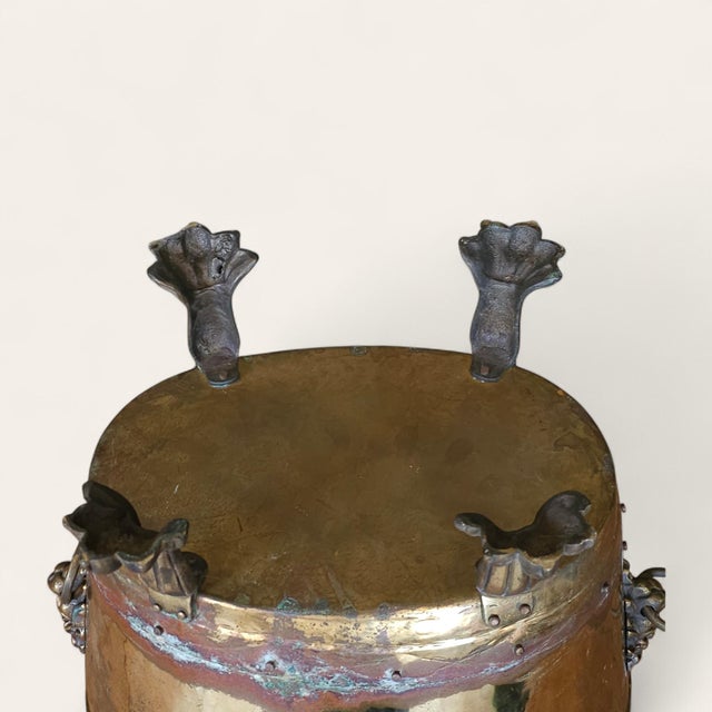 Late 19th Century 19th Century English Brass Lion's Mask Jardiniere For Sale - Image 5 of 7