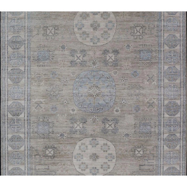 2020s Khotan Design Rug With Circular Medallion in Light Green Light Blue and Cream For Sale - Image 5 of 12