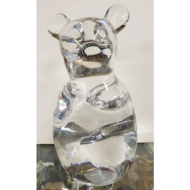 Contemporary Vintage French Daum Crystal Sitting Bear Figurine For Sale - Image 3 of 7