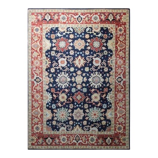 8x10 Blue Hand-Knotted Wool Floral Constellations Classic Traditional Carpet Rug For Sale