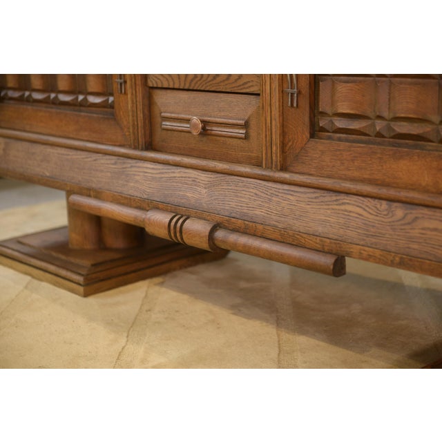 Wood Brutalist Oak Sideboard in the Style of Charles Dudouyt, 1950s For Sale - Image 7 of 14
