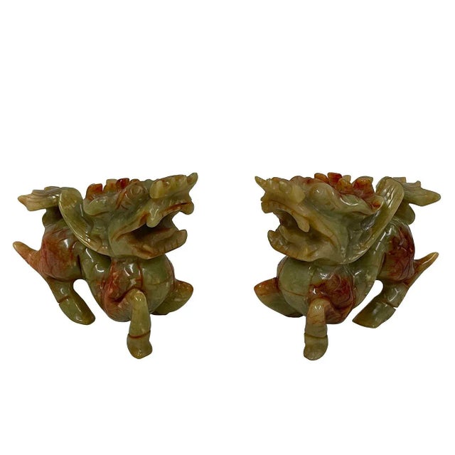 Vintage Chinese Carved Jade Kilim Statues - a Pair For Sale - Image 9 of 9
