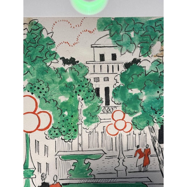 Thérèse Hummel, The Lovers, Place De La Comédie, Watercolor, 20th Century, Framed For Sale - Image 4 of 9