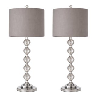 Late 20th Century Hollywood Regency Revival Faceted Column Table Lamps – Pair For Sale