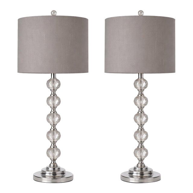 Late 20th Century Hollywood Regency Revival Faceted Column Table Lamps – Pair For Sale