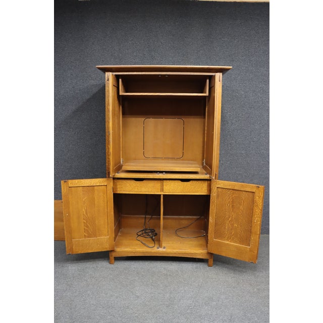 Stickley Mission Oak Entertainment Center / Cabinet, Arts & Crafts Style For Sale - Image 11 of 18