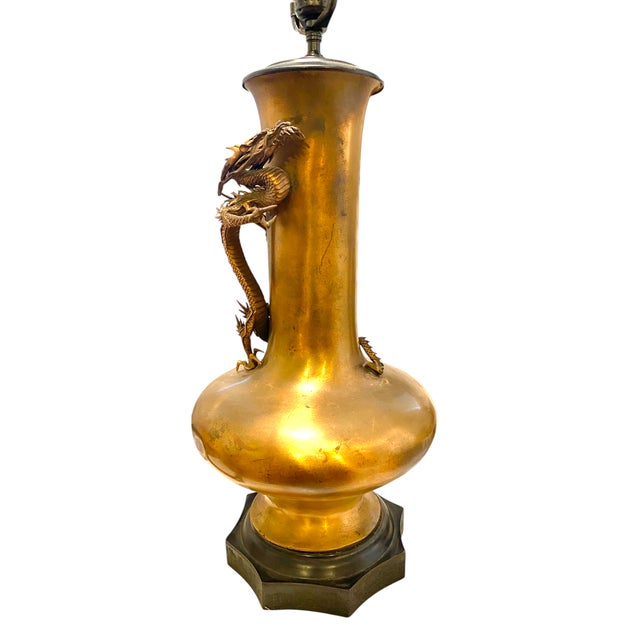 Late 19th Century Antique Japanese Bronze High Relief Dragon Lamp Large 36" Meiji Period With Engraved Base For Sale - Image 5 of 18