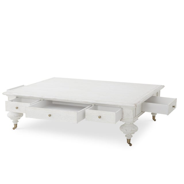 Transitional Century Furniture Grand Oak Cocktail Table - White For Sale - Image 3 of 5