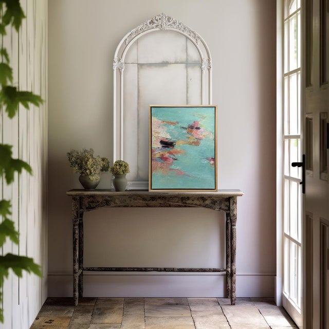 This is a larger version of one of my popular "Petals" paintings in a solid maple float frame. The oil painting is done on...