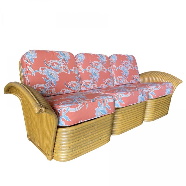 Restored Rattan "Golden Girls" Sofa & Lounge Chairs Livingroom Set For Sale - Image 13 of 14