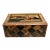 Mid-Century Modern Japanese Secret Puzzle Box Wood Inlay Mt Fuji Floral For Sale