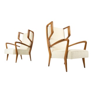 Set of Mid-Century Modern Highback Amrchairs attributed to Orlando Orlandi, Italy, 1950s For Sale