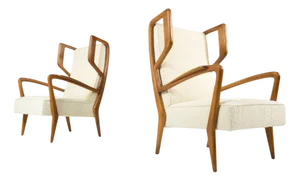 Set of Mid-Century Modern Highback Amrchairs attributed to Orlando Orlandi, Italy, 1950s